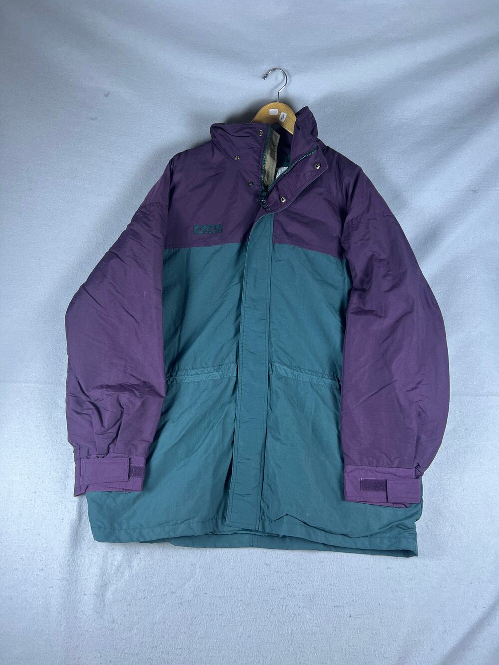 Vintage Columbia Parka Jacket Mens L Purple Green Colorblock Ski 90s Outdoor